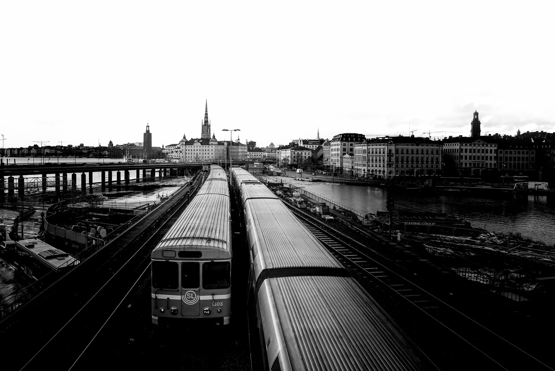background image of trains in Stockholm